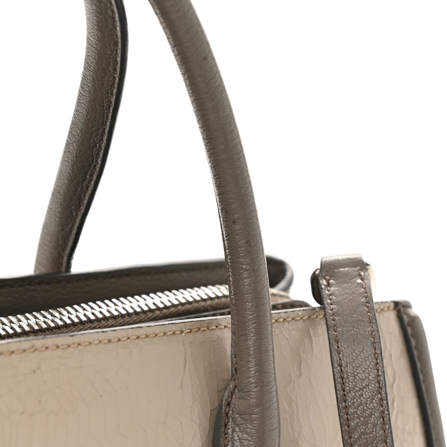 Crackled Goatskin Top Handle Tote Pomice Argilla