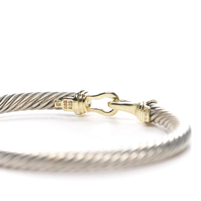 David Yurman Sterling Silver 14K Yellow Gold 5mm Cable Classic Buckle Bracelet 4 of 5