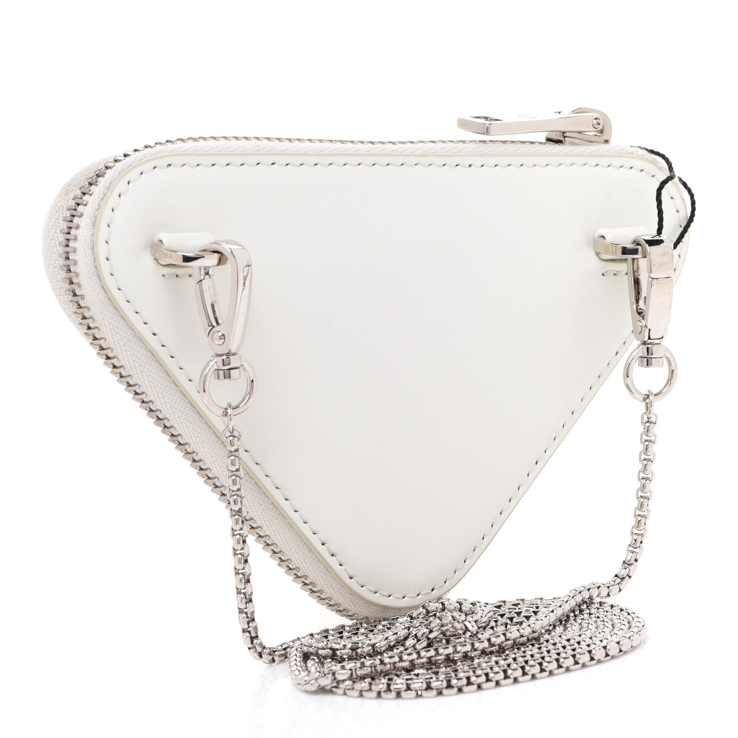 Spazzolato Mini Triangle Chain Crossbody Pouch White