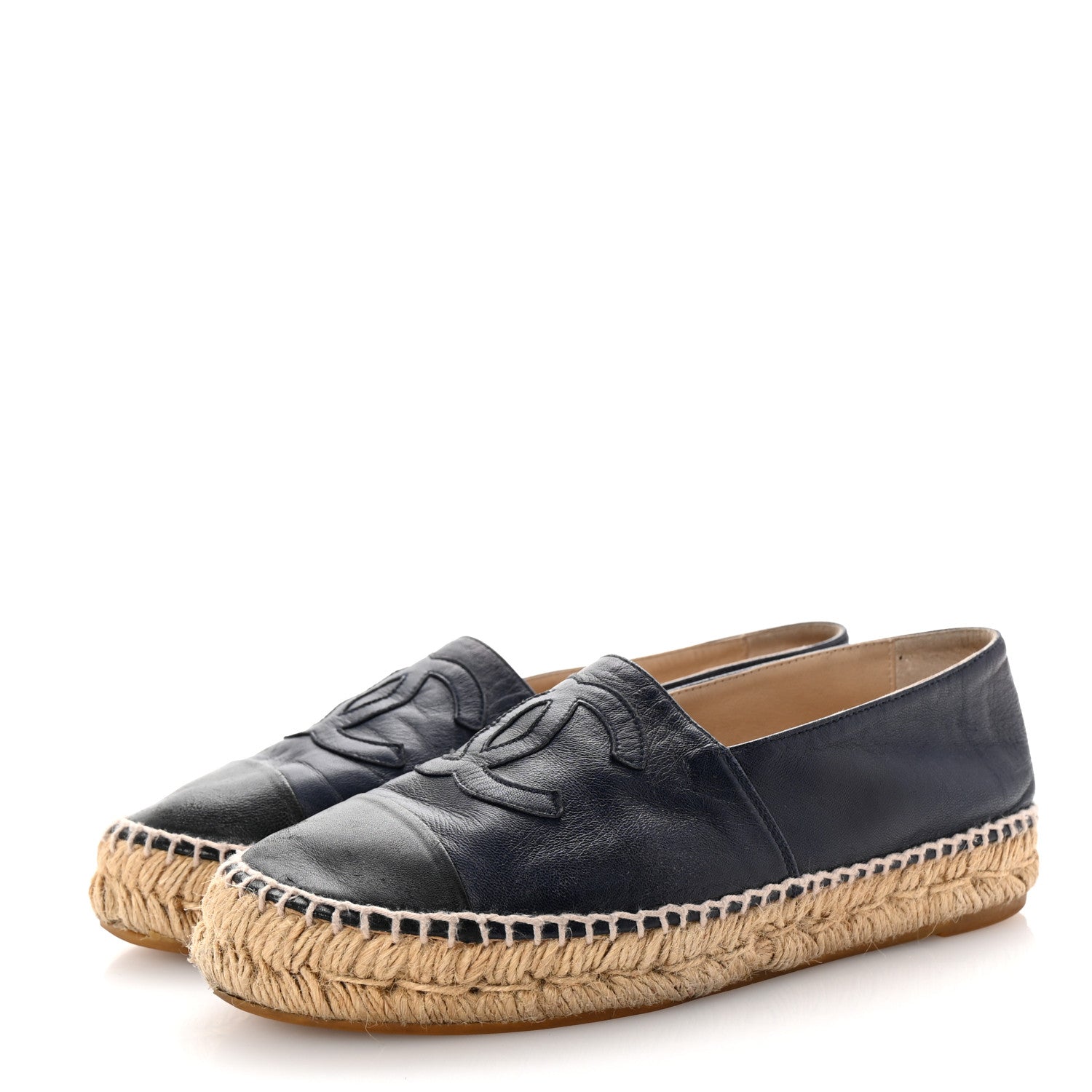 Chanel Lambskin CC Espadrilles 36 Navy Black 4 of 11