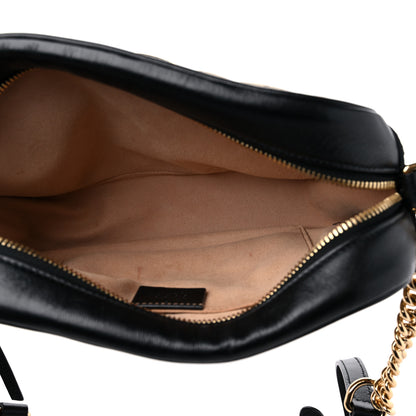 Gucci Monogram Matelasse Diagonal Small GG Marmont Chain Shoulder Bag Beige Black 5 of 11