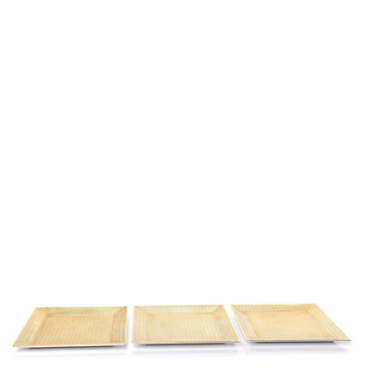 Hermes Porcelain Chevrons Set of 3 Square Plates Gold 4 of 6