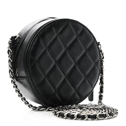 Chanel Lambskin Quilted Round Clutch With Chain Black 3 of 10