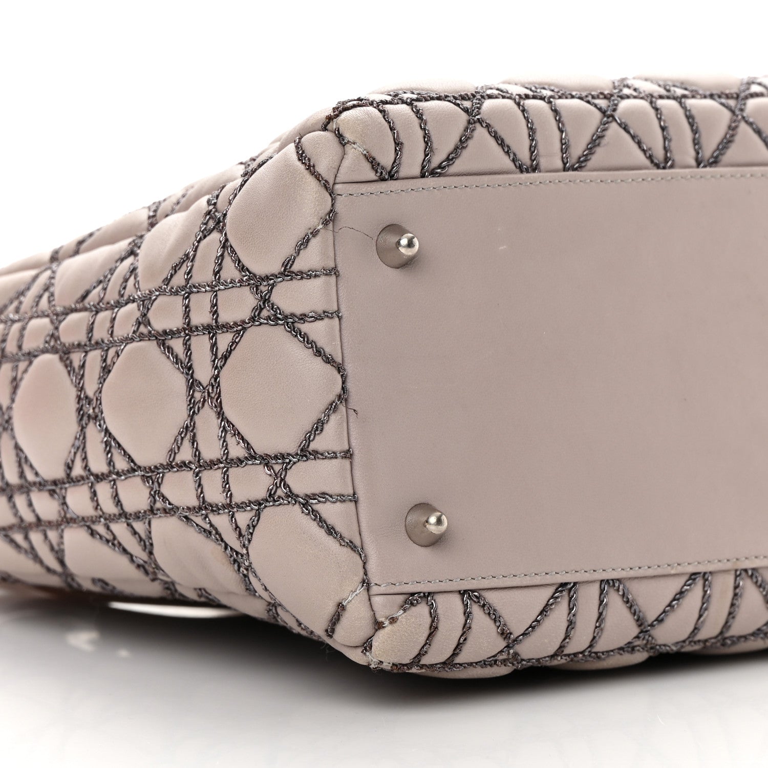 Christian Dior Lambskin Metallic Stitched Cannage Medium Lady Dior Grey Silver 9 of 20