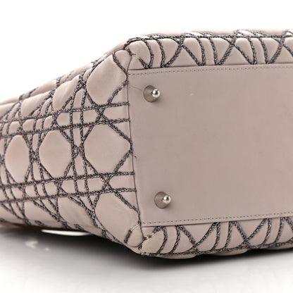 Christian Dior Lambskin Metallic Stitched Cannage Medium Lady Dior Grey Silver 9 of 20