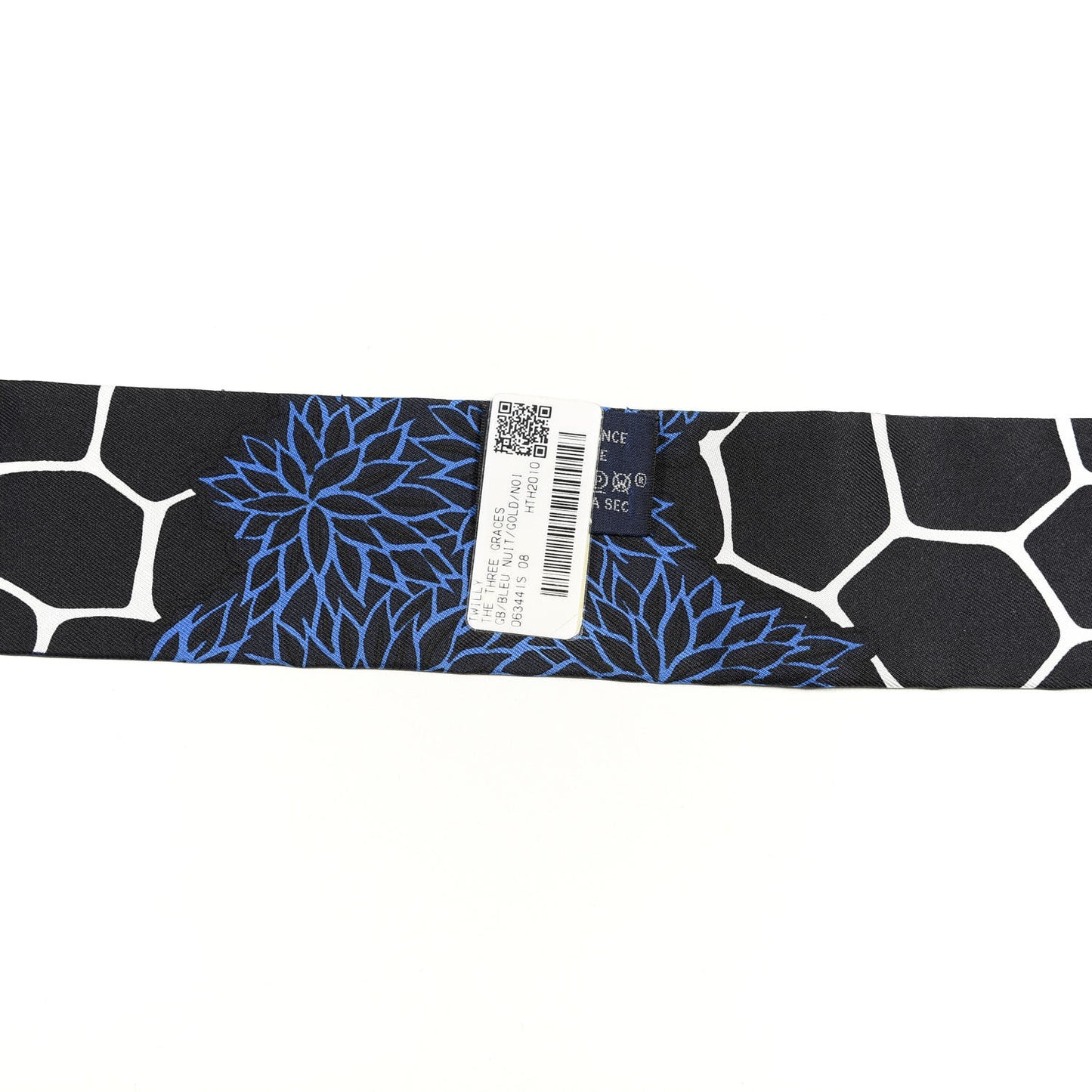 Silk The Three Graces Twilly Bleu Nuit Gold Black