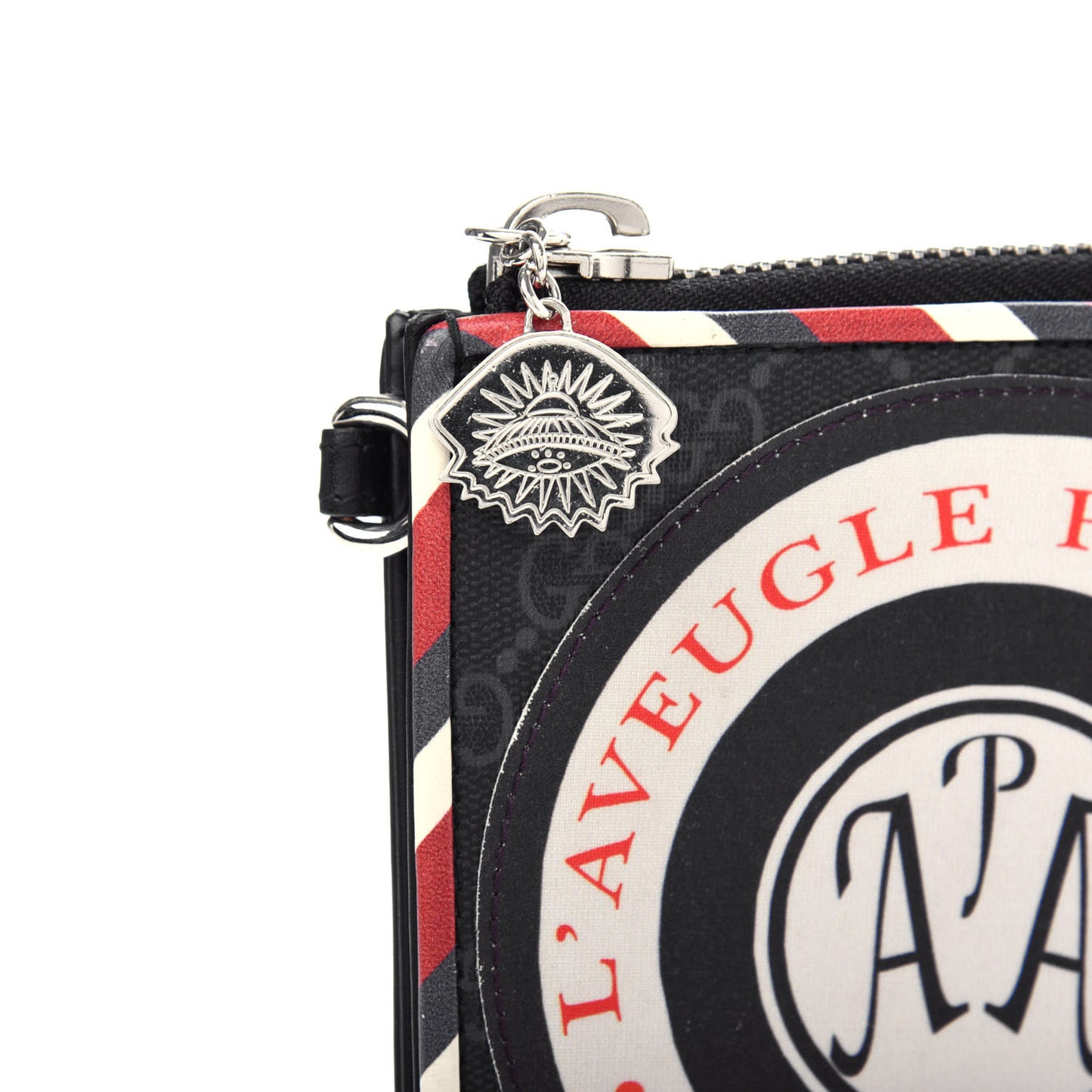 GG Supreme Monogram Night Courrier Zip Wristlet Pouch Black Multicolor