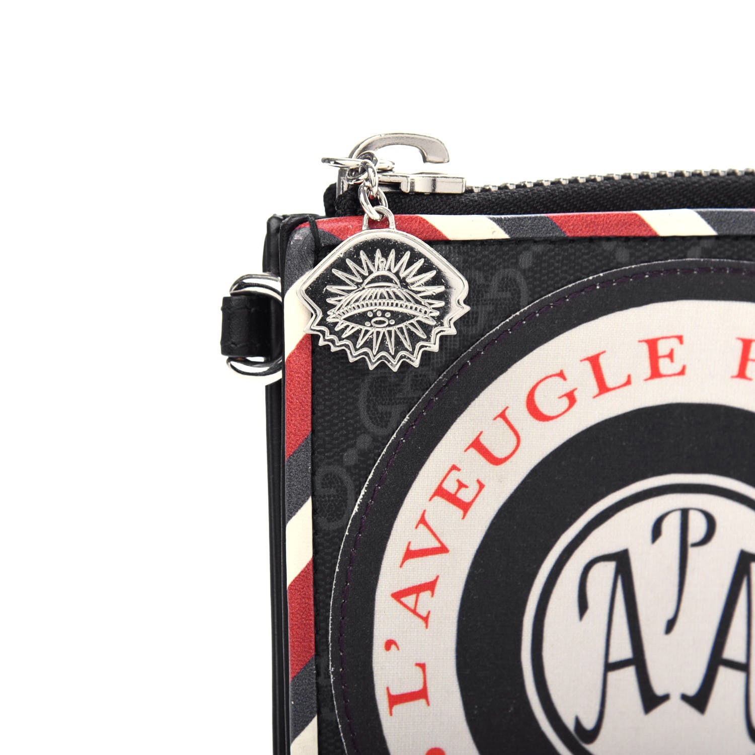 Gucci GG Supreme Monogram Night Courrier Zip Wristlet Pouch Black Multicolor 3 of 8