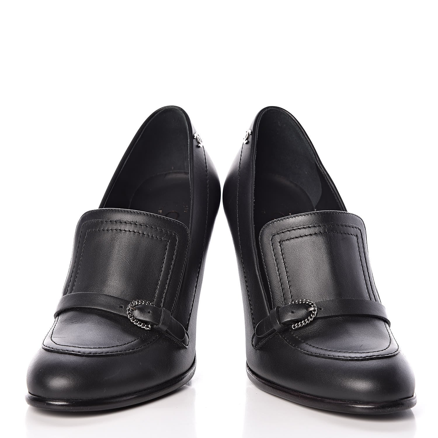 Chanel Calfskin Buckle Pumps 36 Black 6 of 14