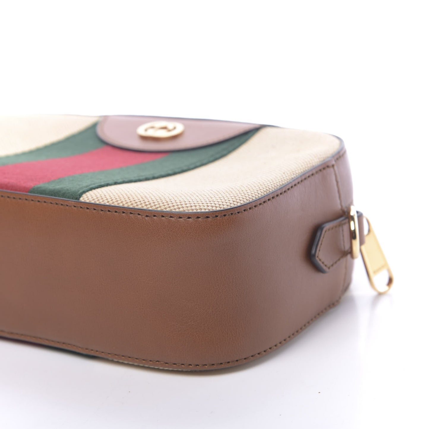 Vintage Canvas Web Shoulder Bag Sand Cuir