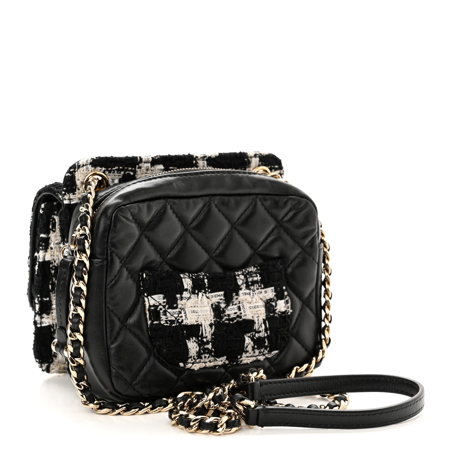 Chanel Tweed Lambskin Quilted Flap Black Ecru White 2 of 10