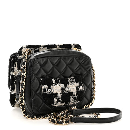 Chanel Tweed Lambskin Quilted Flap Black Ecru White 2 of 10