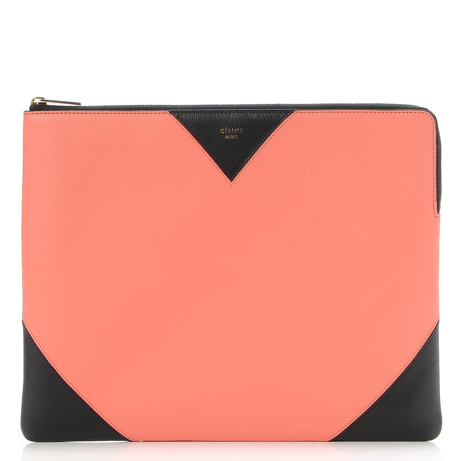 Celine Lambskin Bi-Color Coeur iPad Clutch Flamingo Black 1 of 7