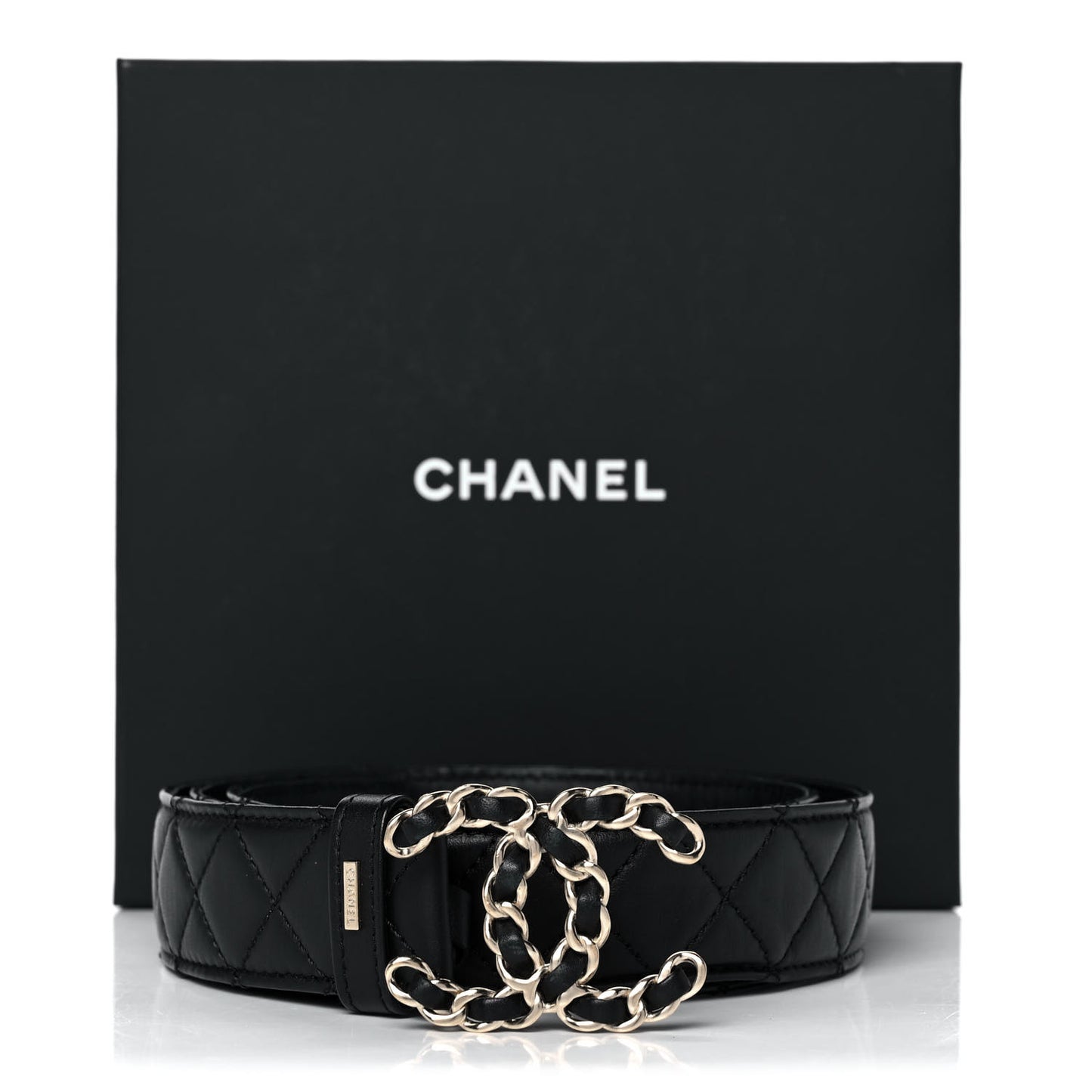 Lambskin Quilted CC Chain Belt 85 34 Black