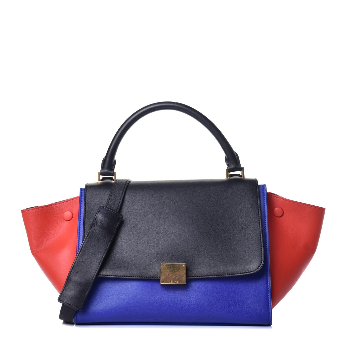 Smooth Calfskin Small Tri-Color Trapeze Black