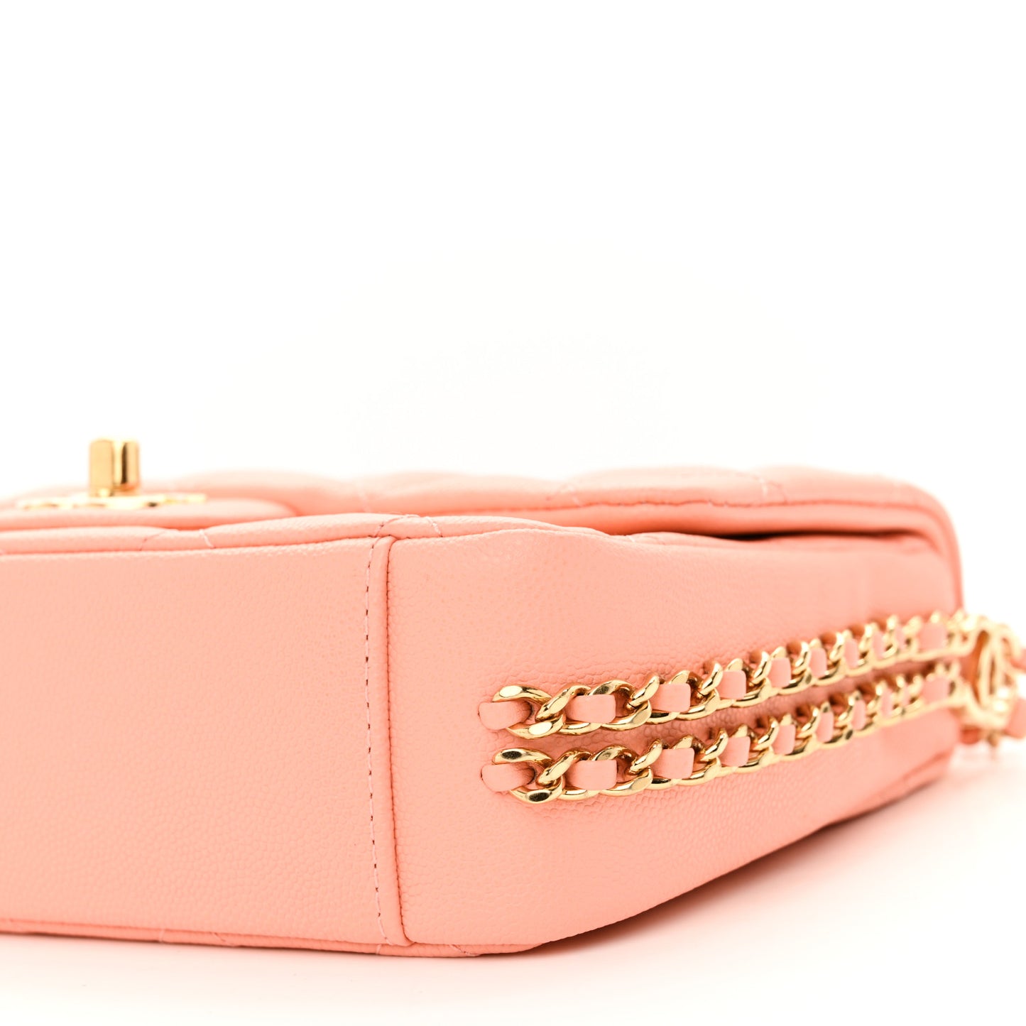 Caviar Quilted Mini CC You Flap Light Orange