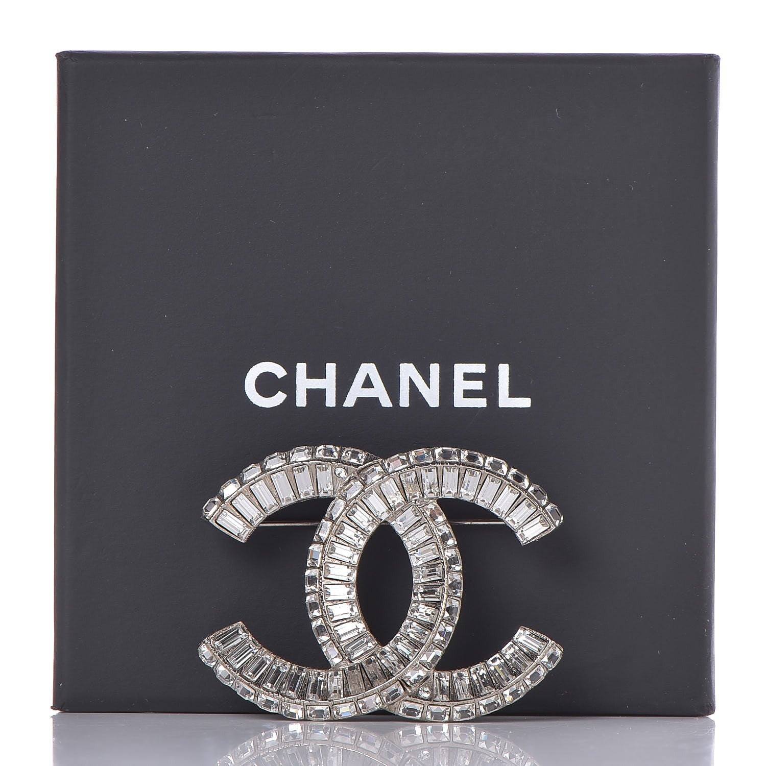 Chanel Baguette Crystal CC Brooch Silver 5 of 5