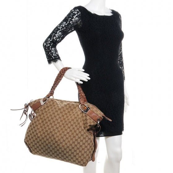 Gucci Monogram Large Bamboo Bar Tassel Shoulder Bag Brown 2 of 8