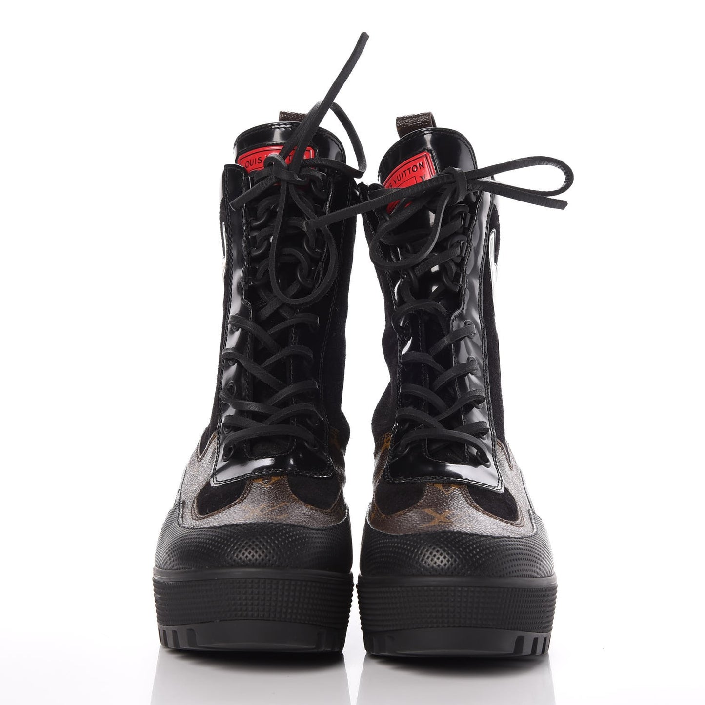 Suede Calfskin Monogram World Tour Platform Desert Boots 41 Black