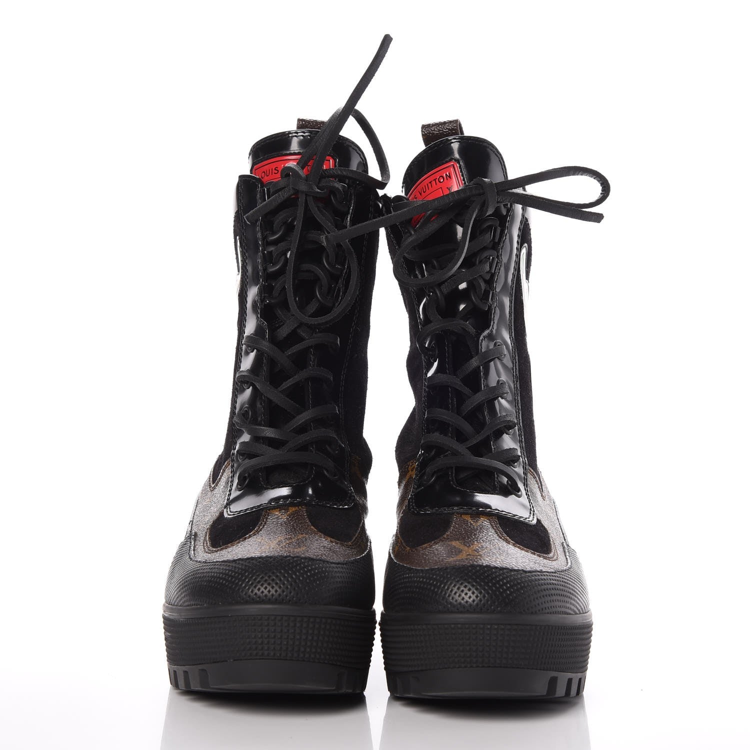 Louis Vuitton Suede Calfskin Monogram World Tour Platform Desert Boots 41 Black 2 of 7