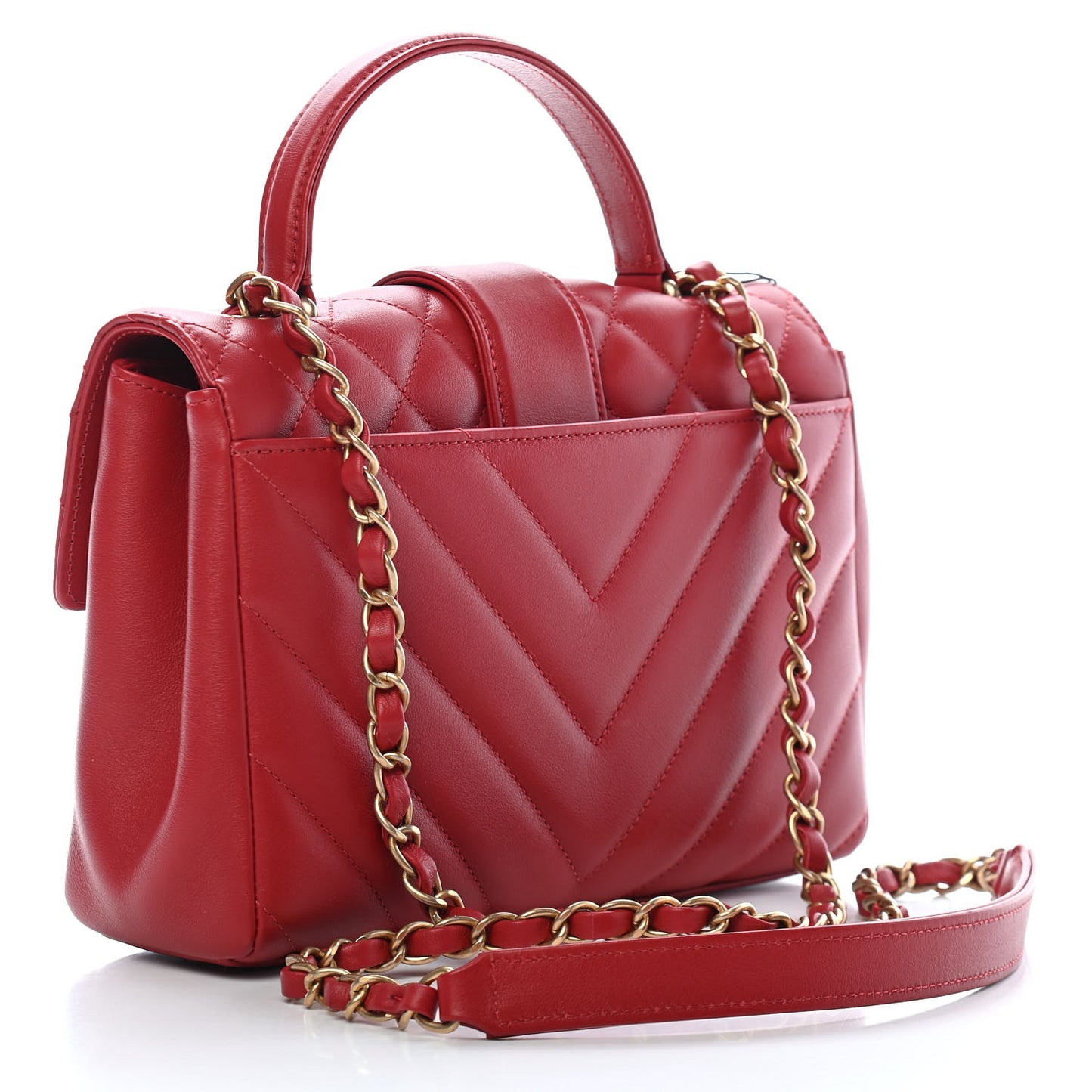 Calfskin Quilted Chevron In The City Bag Red