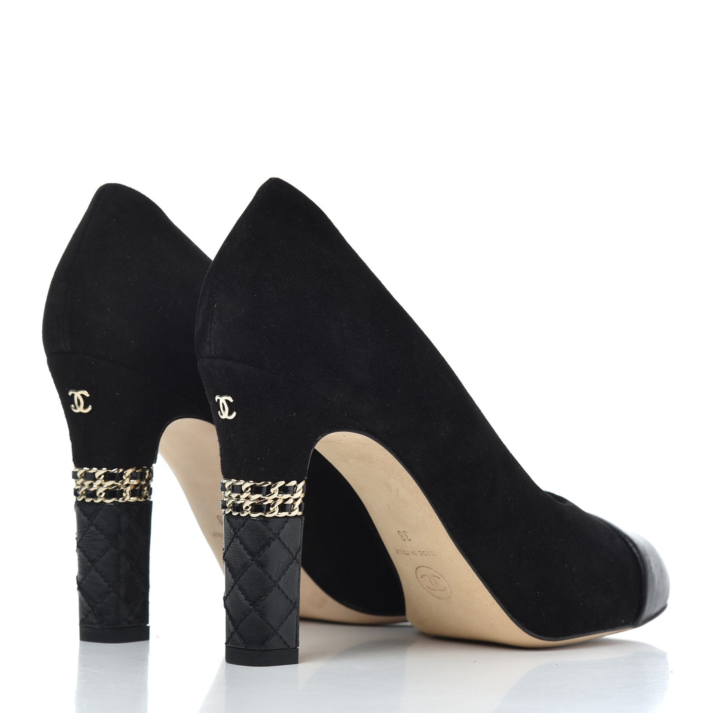 Suede Cap Toe CC Pumps 38 Black
