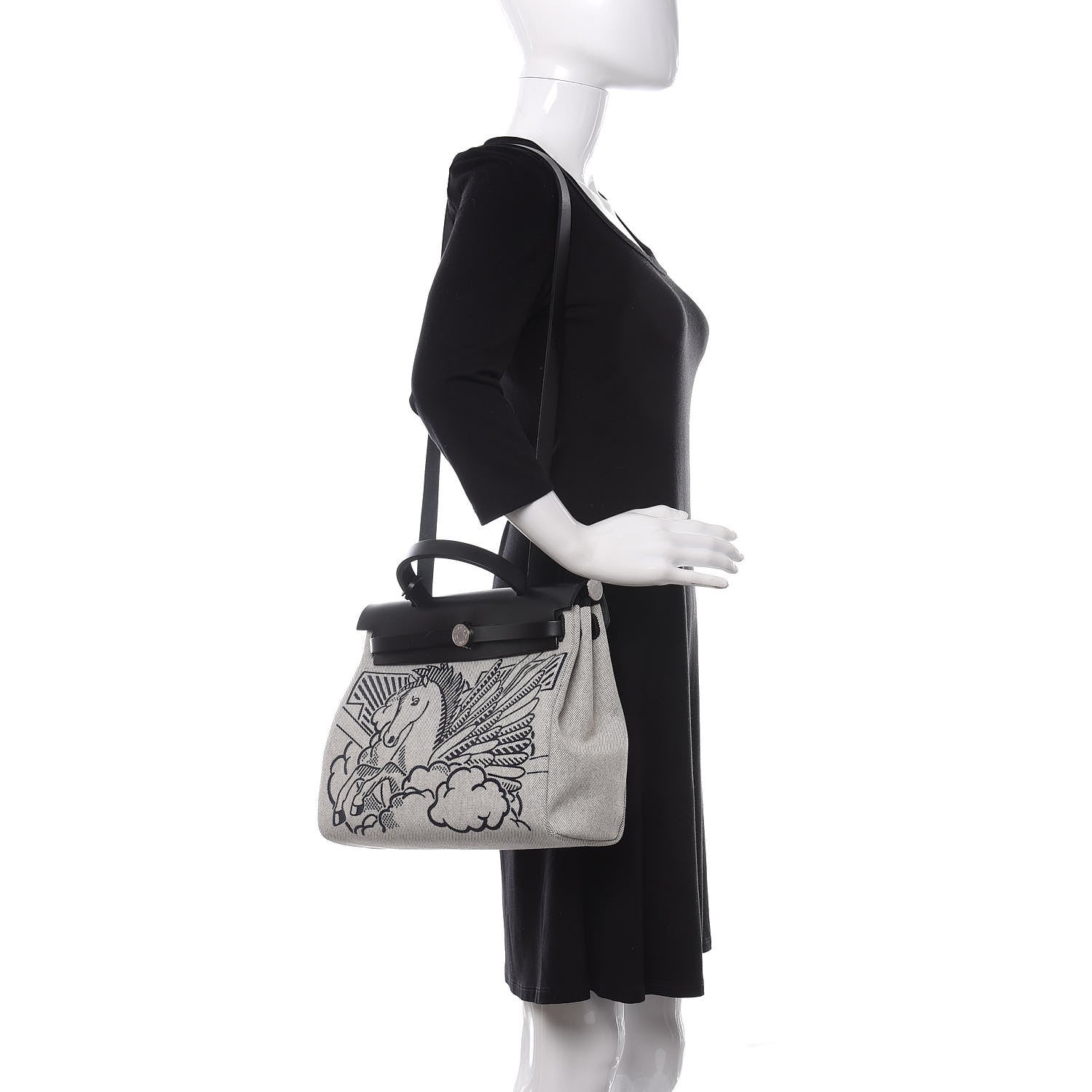 Hermes Vache Hunter Toile Pegase Pop Herbag Zip Retourne 31 PM Bleu Indigo 2 of 14
