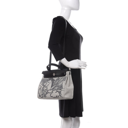 Hermes Vache Hunter Toile Pegase Pop Herbag Zip Retourne 31 PM Bleu Indigo 2 of 14