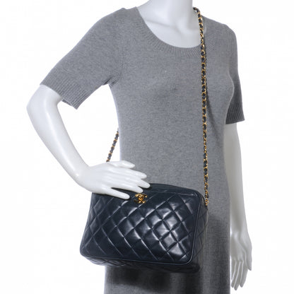 Chanel Lambskin Quilted Camera Case Navy 2 of 8
