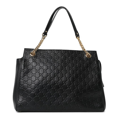 Gucci Guccissima Signature Large Shoulder Tote Bag Black 1 of 10