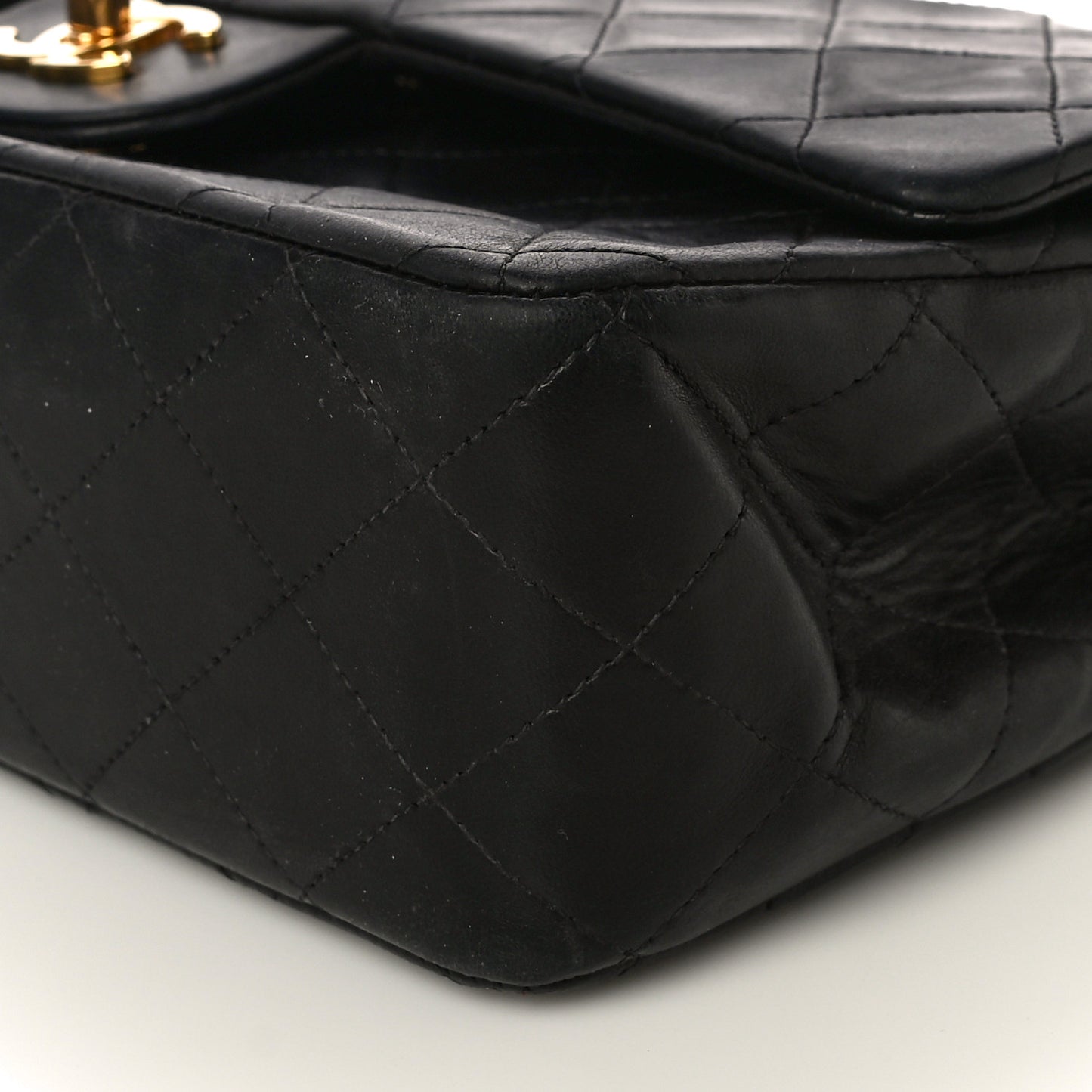 Lambskin Quilted Medium Double Flap Black