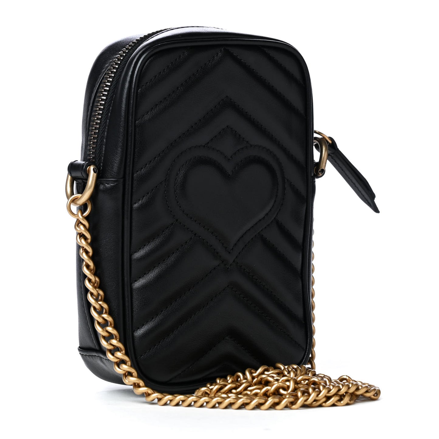 Calfskin Matelasse Mini GG Marmont Crossbody Bag Black