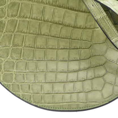 Hermes Crocodile Niloticus Ultra Soft Mini Steinkraus Saddle Vert Pelouse 30 of 34