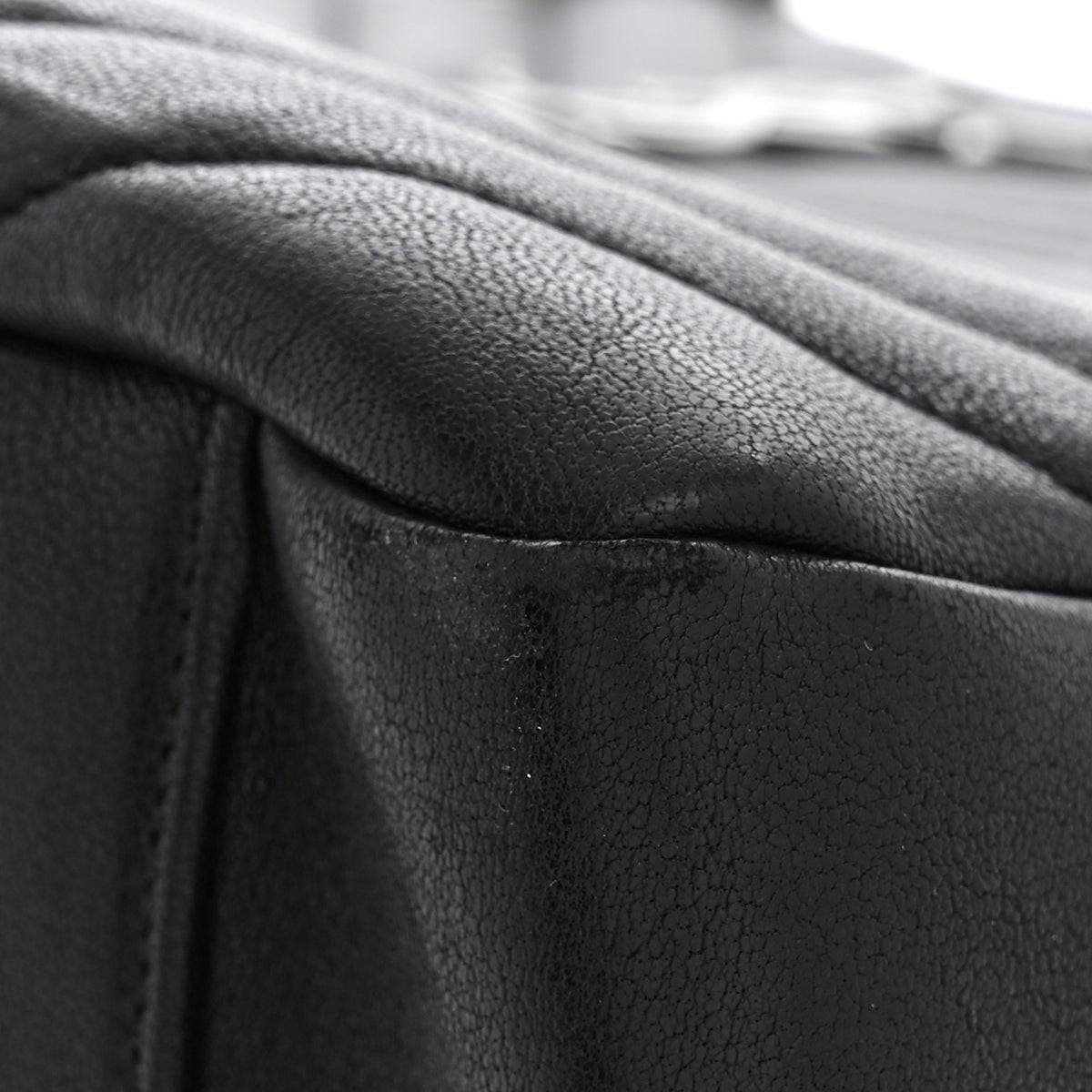 Saint Laurent Sheepskin Matelasse Chevron Large Monogram Shopping Bag Black 11 of 11