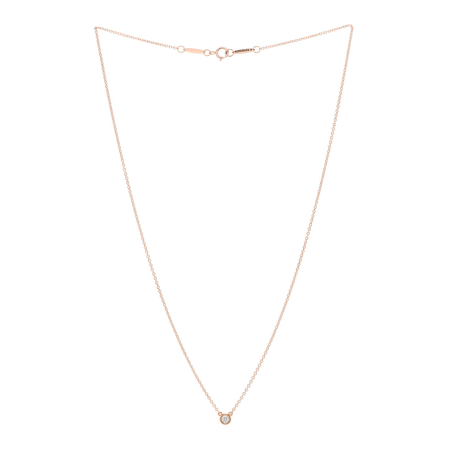 18K Rose Gold Diamond .07ct Elsa Peretti Diamonds by the Yard Pendant Necklace