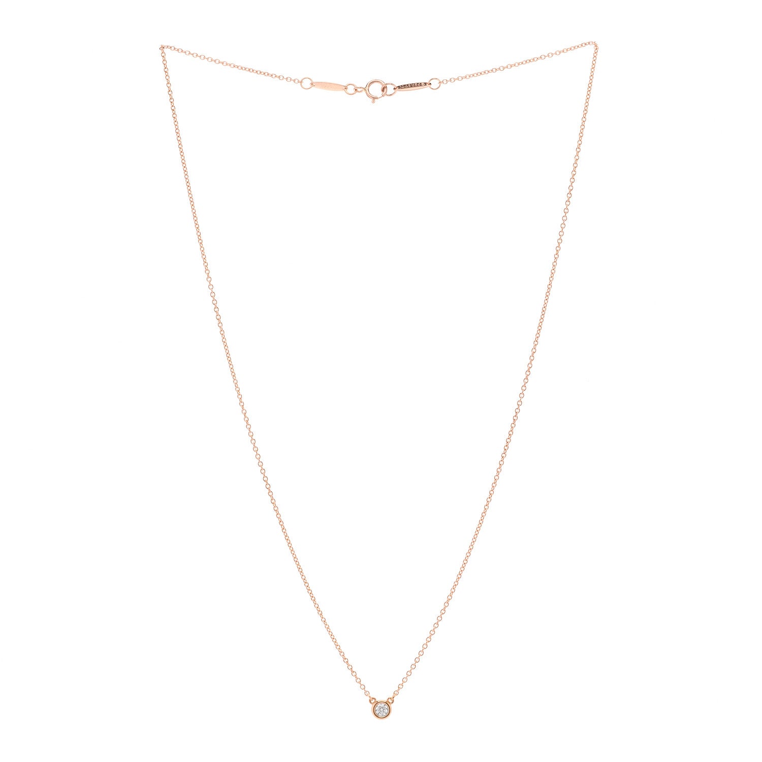 Tiffany 18K Rose Gold Diamond .07ct Elsa Peretti Diamonds by the Yard Pendant Necklace 3 of 4
