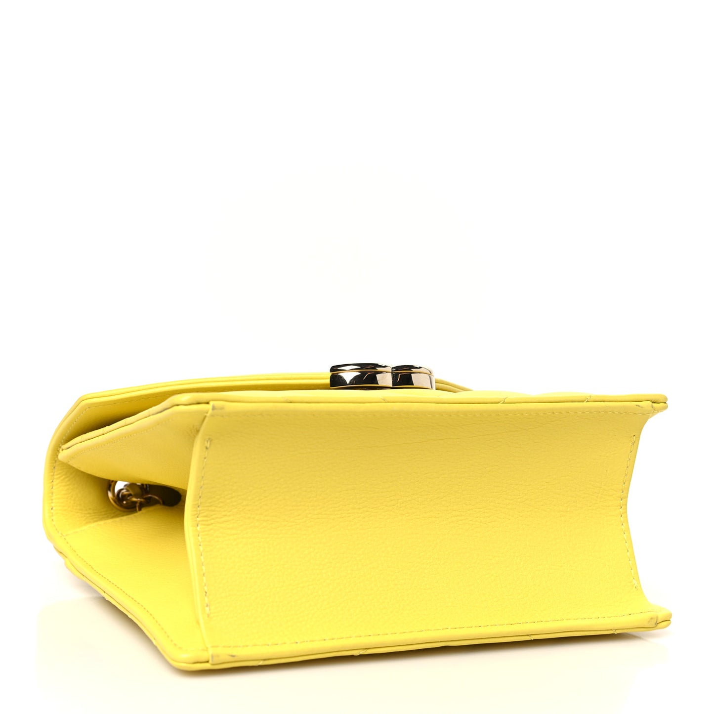 Calfskin Quilted Chevron Small Envelope Flap Yellow