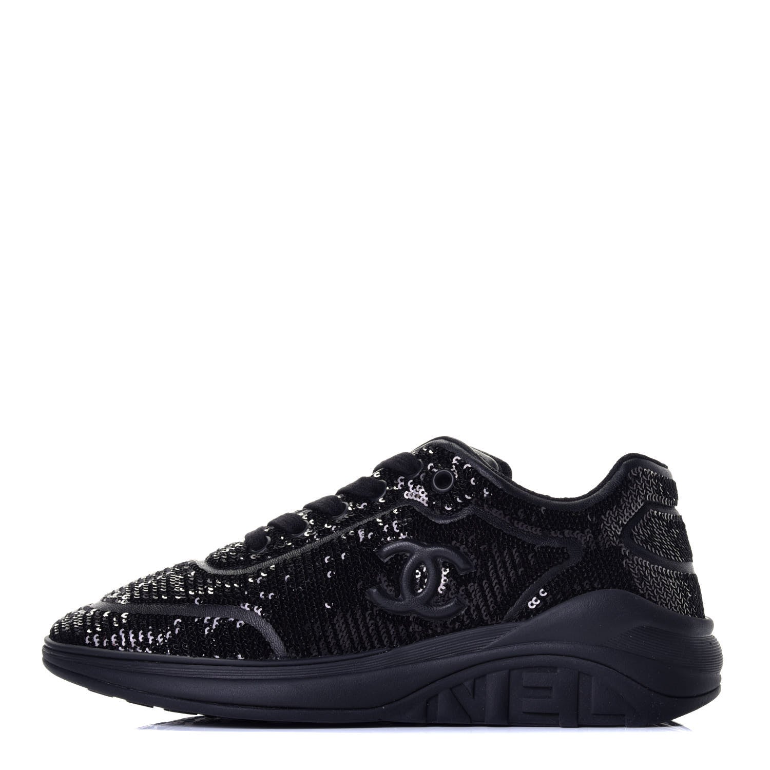 Chanel Sequin CC Sneakers 37 Black 1 of 8