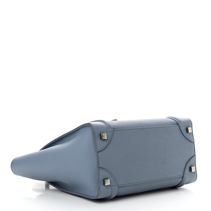 Celine Drummed Calfskin Micro Luggage Medium Blue 4 of 16