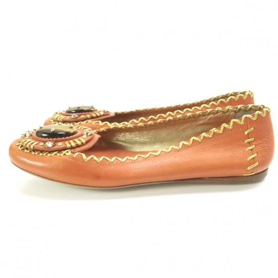 Buffalo Stone Tiger Eye Flats 36.5 Papaya