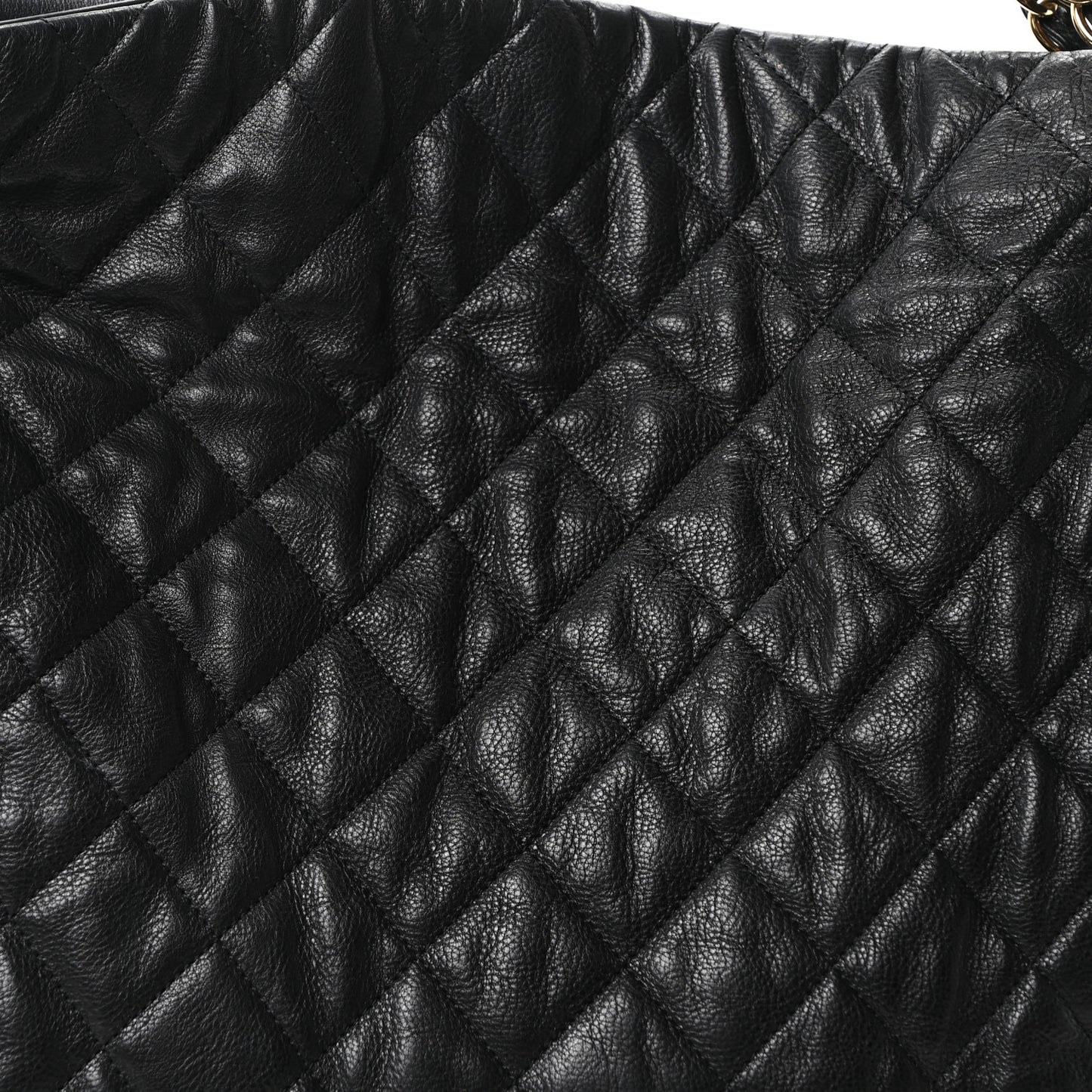 Calfskin Quilted Medium Chain Me Hobo Black