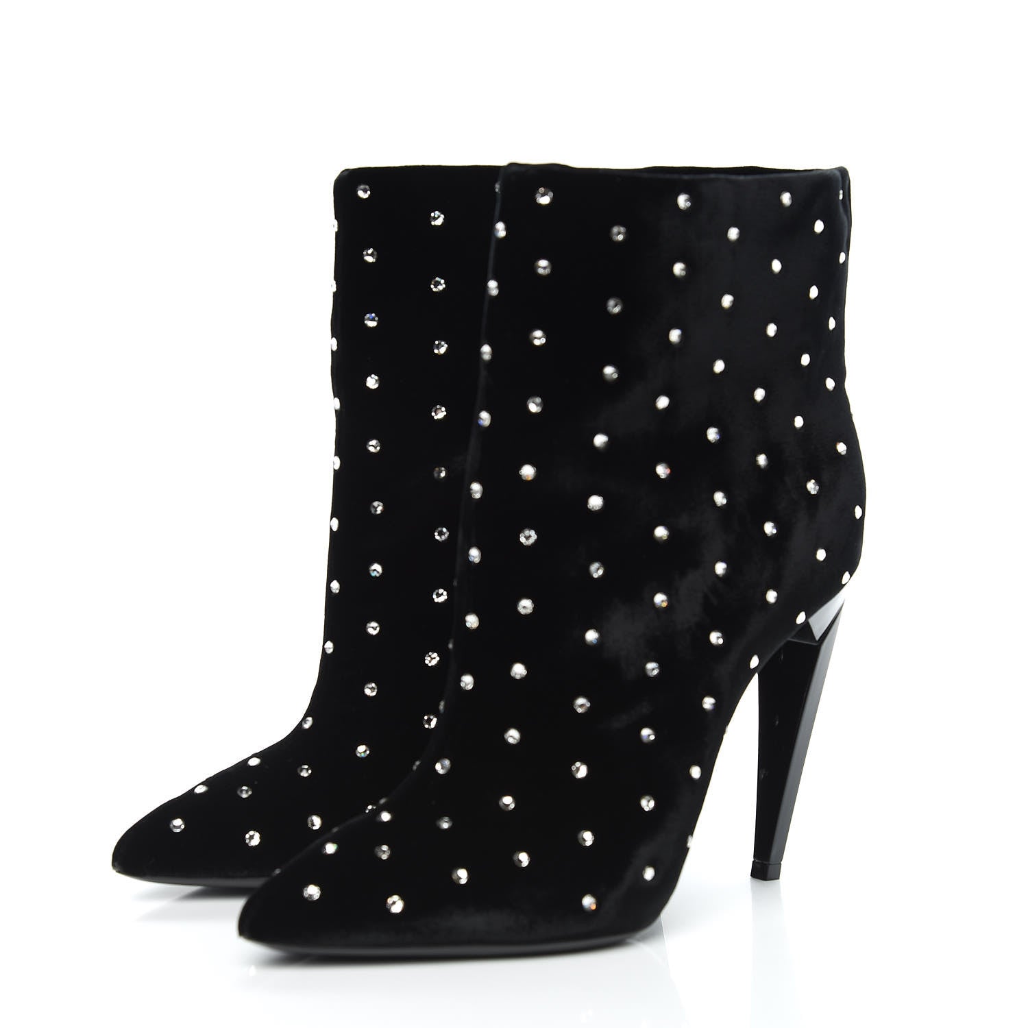 Saint Laurent Velluto Master Crystal Strass Freja 105 Ankle Booties 37.5 Black 3 of 8
