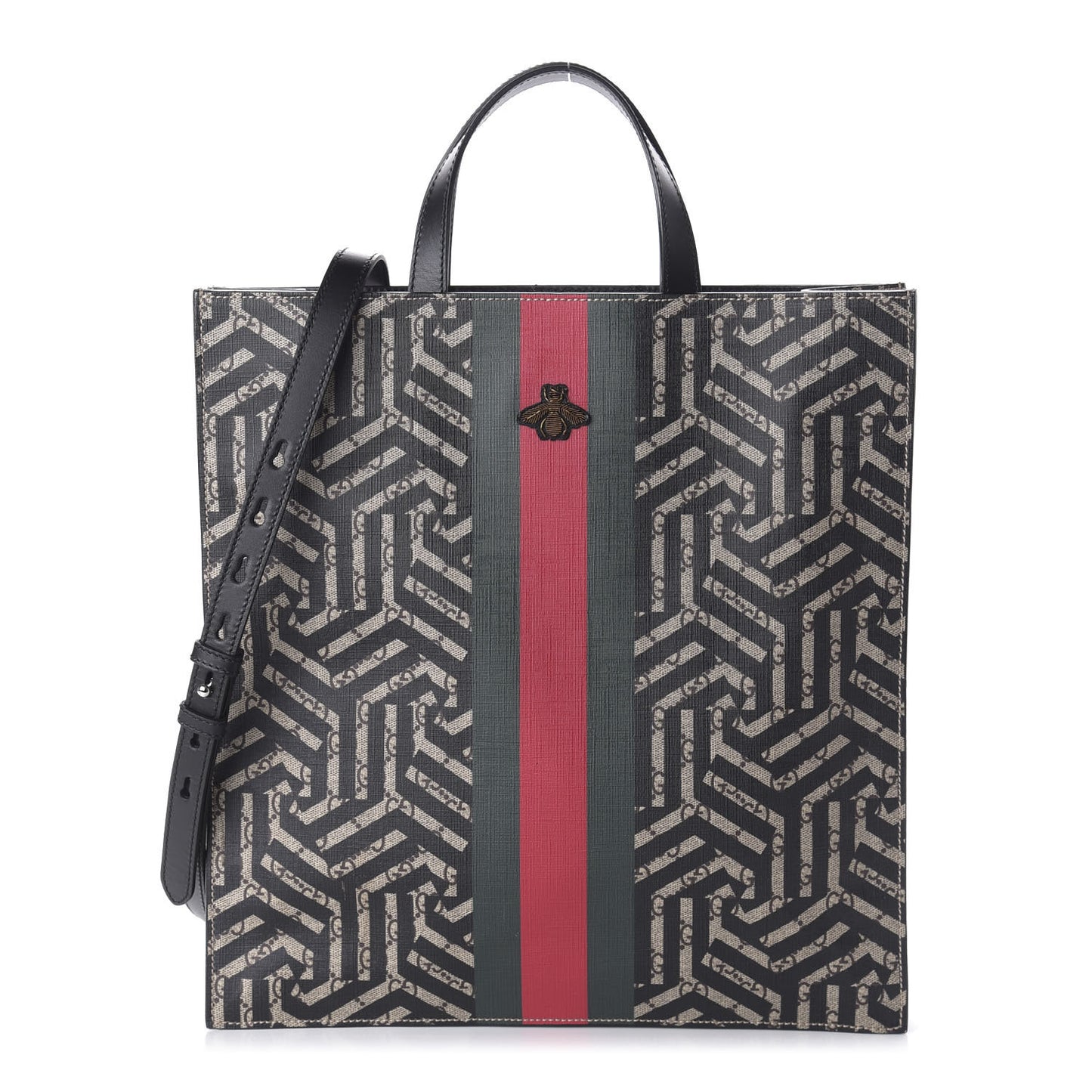 GG Supreme Monogram Caleido Web Vertical Tote Black