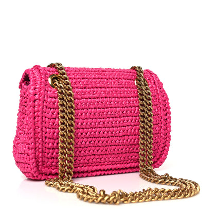 Dolce & Gabbana Raffia Woven Devotion Envelope Shoulder Bag Pink 3 of 9