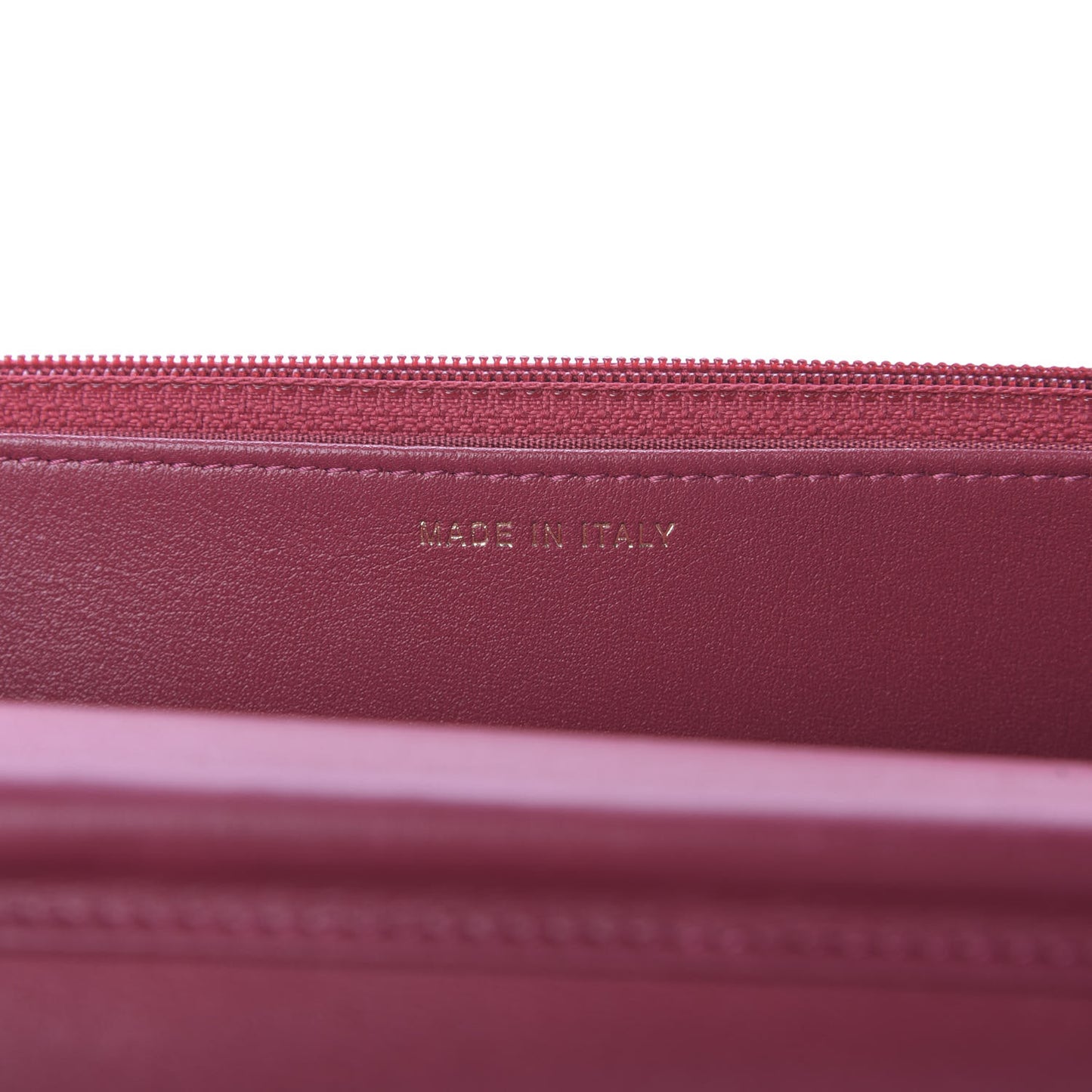 Goatskin Chevron Quilted Statement Wallet On Chain WOC Dark Pink
