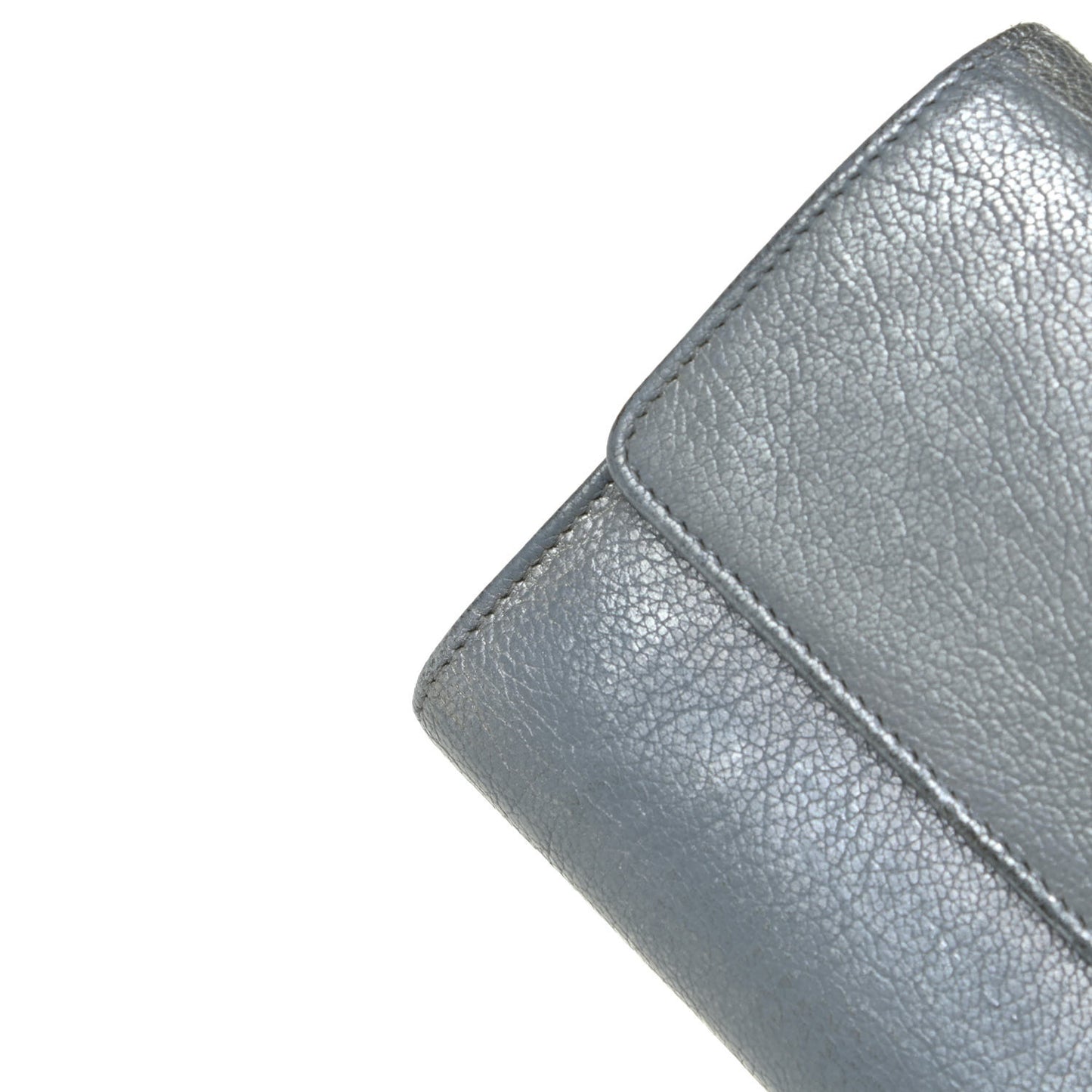 Metallic Goatskin Large Flap Wallet Silver