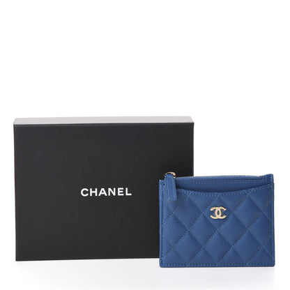 Chanel Caviar Quilted CC Zip Card Holder Blue 8 of 8