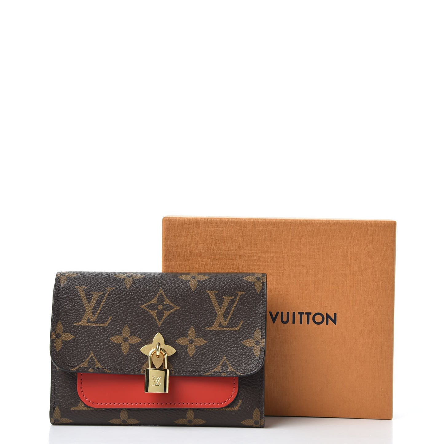 Monogram Flower Lock Compact Wallet Coquelicot
