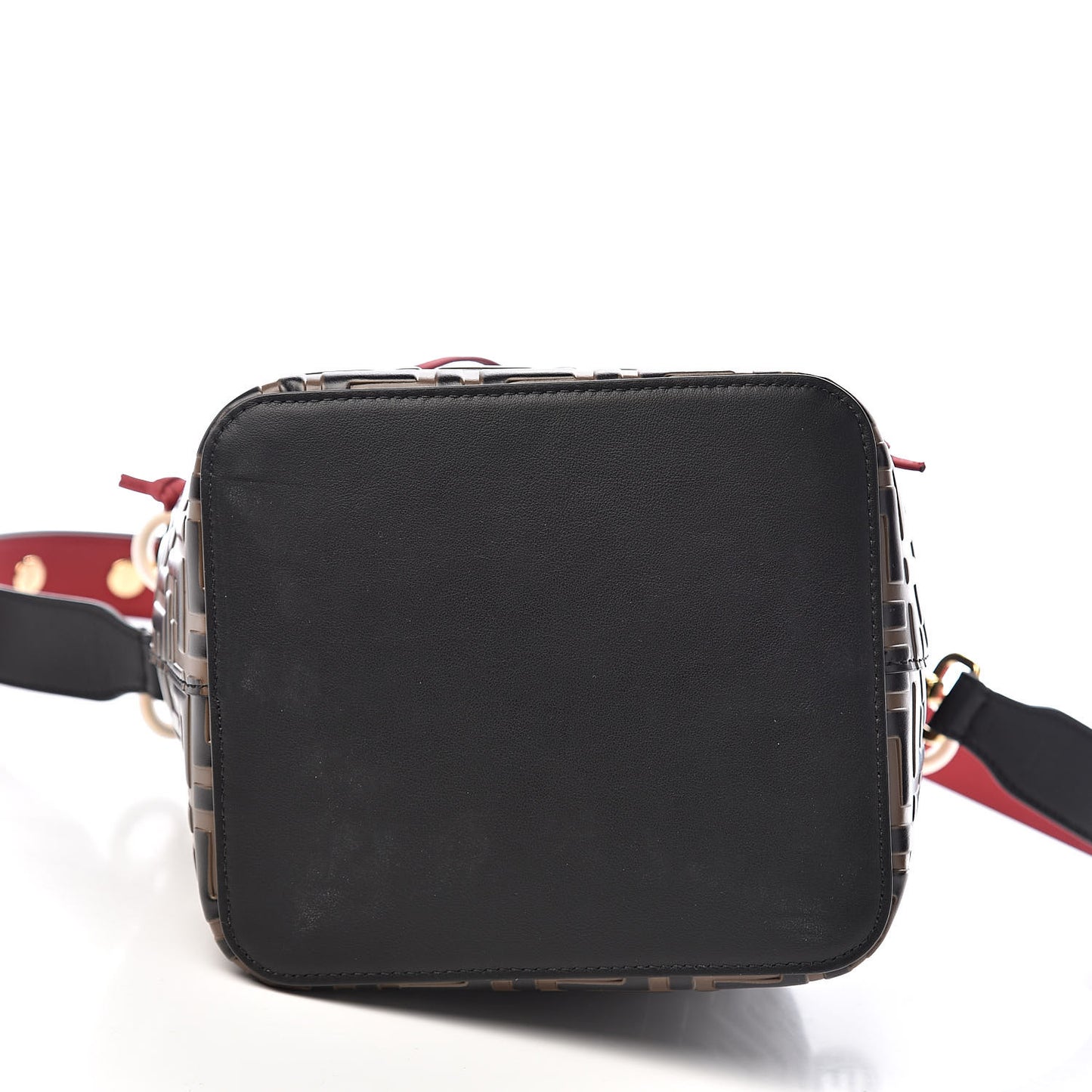 Vitello Grace F is Fendi Bi-Color FF 1974 Embossed Grande Mon Tresor Bucket Bag Maya Black Fragola