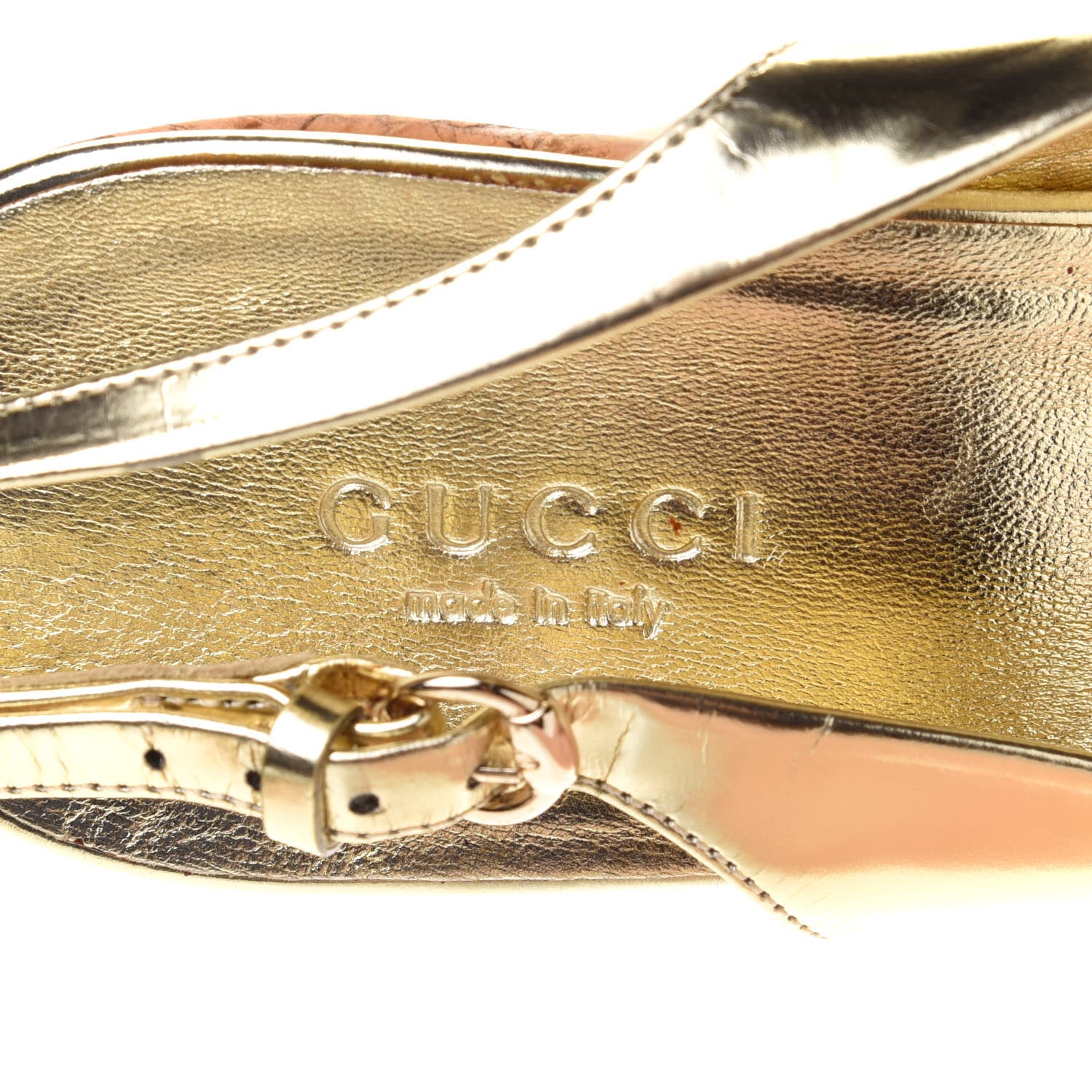 Gucci Miroir Calfskin Grease Cork Slingback Platform High Heel Sandals 37 Platino 6 of 11